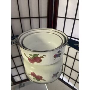 Vintage Metal White Enamel Nesting Bowls, Set of 3